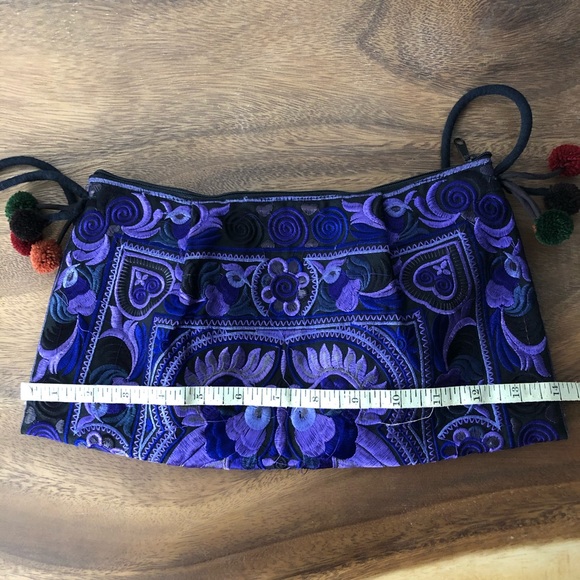 Embroidered purple Boho across body Bag or Clutch - Picture 6 of 7